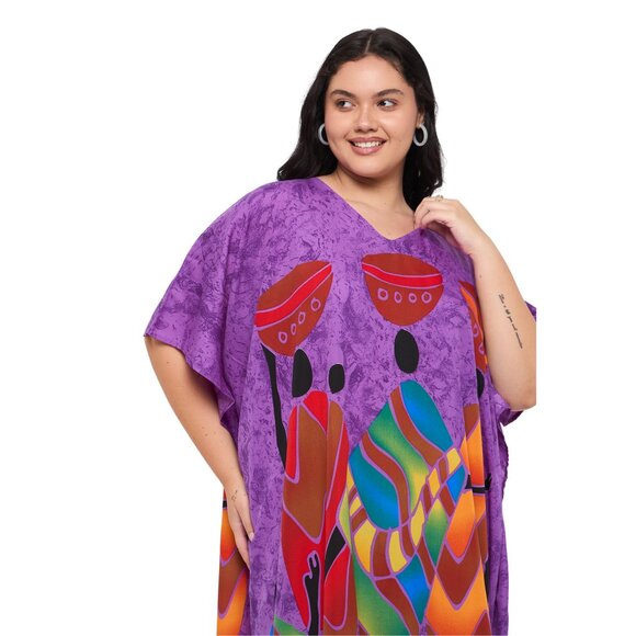 Gypsie Blu Purple Lady Tribal Printed Caftan Dress Party Wear Maxi Dresses - Picture 6 of 8